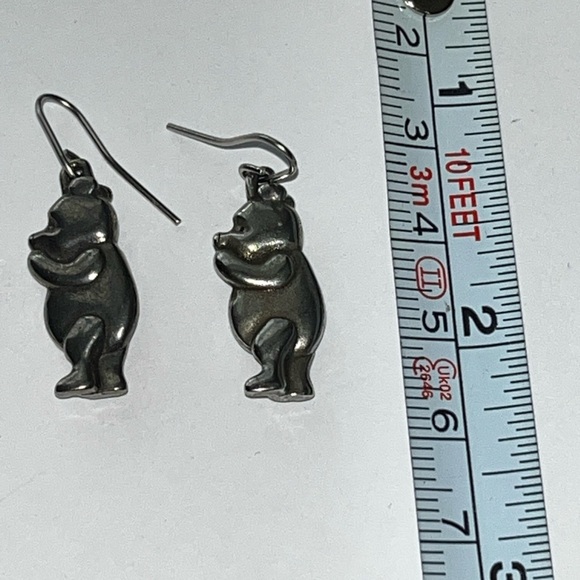 Disney Classic Winnie The Pooh Dangle Pewter Earrings vintage - Picture 5 of 9